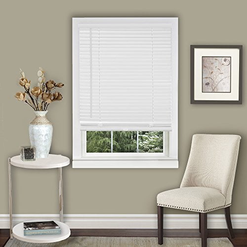 Amanecer Collection Cordless Vinyl 1-Inch Light Filtering Mini Blind- Pearl White - 29" x 64" (Actual Measurement 28.5