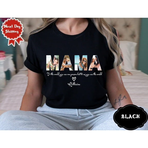 Fukika CUSTOM MAMA Photo Shirt, Customized Mother's Day Gift, Gift For Mama,Personalized Gift for MOM, Mother Day Photo Shirt,Grandma Gift