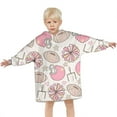 thumbnail image 3 of Pink Football Blanket Hoodies for Kids 6-13YR Oversize Wearable Blanket Hoodies for Boys Girls Teens, 3 of 7