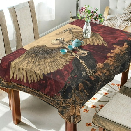 

WOBOGO Flying Skull Angel Pattern Square Tablecloth 60×60in Polyester Fabric Tablecloth Washable Dust Resistant Wrinkle Resistant