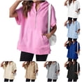 thumbnail image 4 of Short Sleeve Sweatshirts for Women Casual Half Zipper Pullover Tops Oversized T Shirts with Pockets Fashion Outfits, 4 of 5