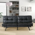 thumbnail image 2 of Futon Sofa Bed With Adjustable Backrests Sleeper Couch With Adjustable Armrests Convertible Sofa Couch Bed For Small Space Apartment Living Room Black, 2 of 8