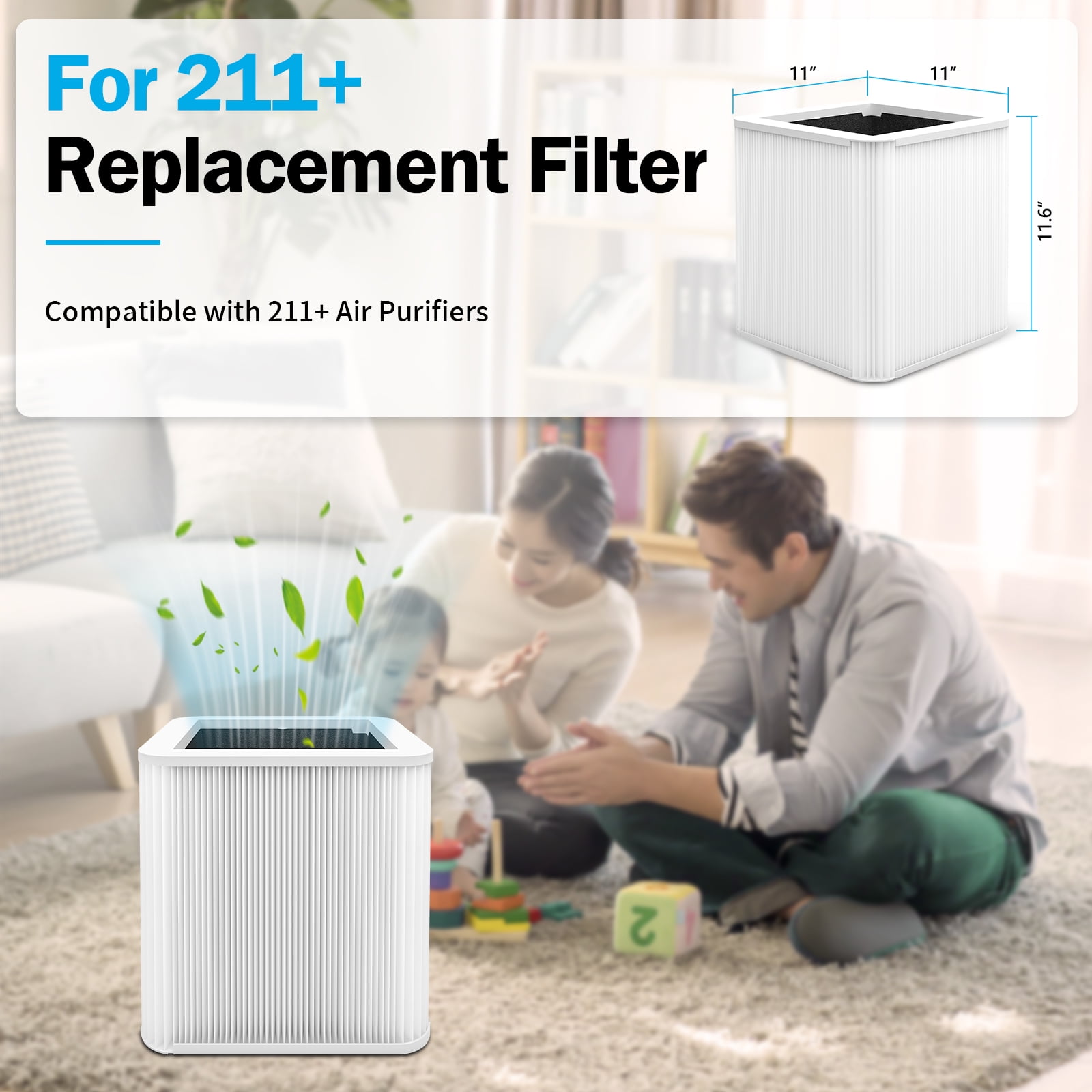 FFAC 211+ Filter Replacement Compatible with 211+ Air Purifier, 2-in-1 H13 HEPA Filter and Activated Carbon Filters,2 Pack