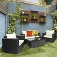 thumbnail image 3 of Patiojoy 4PCS Patio Rattan Wicker Conversation Furniture Set Sectional Sofa & Coffee Table, 3 of 8