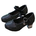 thumbnail image 3 of Staki Pearl Shoes Girls Dress Shoes Mary Jane Wedding Party Heel Glitter Bow Princess Flower Shoes for Kid Toddler Black,1.5 Big Kid, 3 of 8
