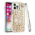 thumbnail image 3 of For Apple iPhone 11 (6.1") Bling Clear Crystal 3D Full Diamonds Luxury Sparkle Rhinestone Hybrid Protective Cover ,Xpm Phone Case [ Gold Pearl Flowers Perfume ], 3 of 5