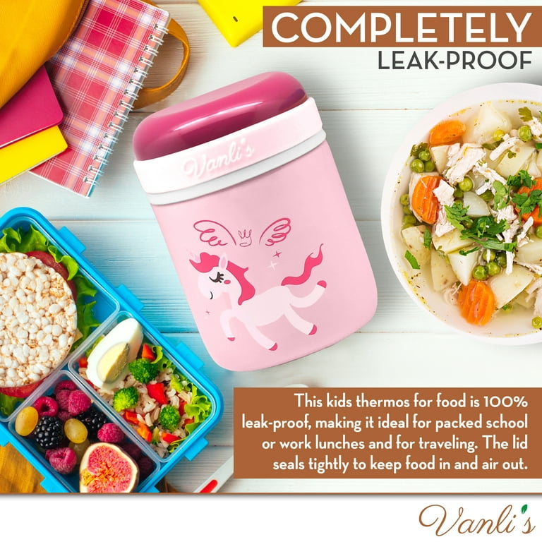 Vanli's Kids Food Thermos. Thermos Kids Lunch Box with Spoon. Ideal for  School. Pink Unicorn, 10 Fluid Ounces. 