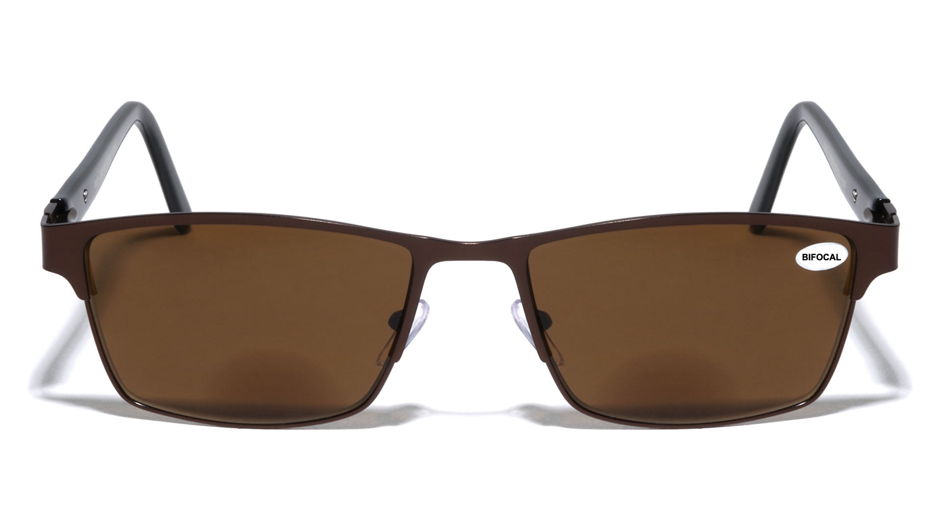 Men BIFOCAL Premium Rectangle Metal with Plastic Temple Extra Large Reading Reader Sunglasses - 152mm Wide Frame 100%UV +2.50
