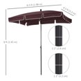 thumbnail image 3 of Outsunny Parasol Rectangulaire de Patio 6,5 X 4 Pi en Aluminium, Inclinable et Ajustable, Parasol de Jardin, Pare-Soleil, Auvent Extérieur, Café, 3 of 9