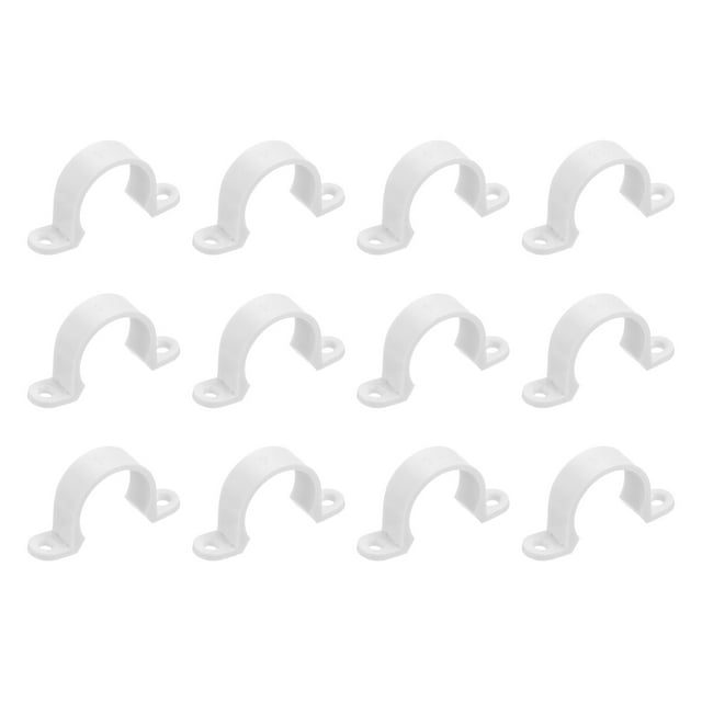 Uxcell 12Pack PVC Pipe Straps, 25mm(1") Correa de Conducto de Plástico con 2 Agujeros Soporte de Montaje para Tubo de PVC