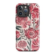 Pink Floral Tough Phone Case for iPhone 11, 12, 13 Mini, Pro, Pro Max