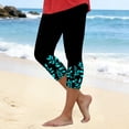 thumbnail image 2 of felwors Multi Floral Print High Waist Capri Leggings for Women Green M, 2 of 4
