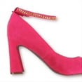 thumbnail image 5 of Marc Fisher Ankle Chain Buckle Block Faux Suede High Heels (Pink, 6), 5 of 5