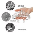 thumbnail image 4 of JYNOFD Tiara de corona de princesa con diamantes de imitación dorados vintage, accesorio para el cabello de novia para niñas adultas, transparente, 5 pulgadas, 4 of 7
