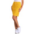 thumbnail image 4 of Faldas de mezclilla para mujer INSPIRE CHIC, desgastadas, de cintura alta, con dobladillo rasgado, faldas de jeans lavadas con bolsillos, talla XS, amarillas, 4 of 5