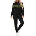 thumbnail image 2 of Mifsaly Womens Track Suits 2 Piece Set Fall Trendy Color Block Workout Daily Lounge Matching Outfits Collared Zip Up Jacket And Jogger Pants, 2 of 7