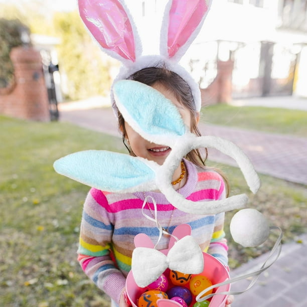 Lot 2 Déguisements Lapin - Serre-tête Oreilles, Nœud Papillon Et Queue Peluche Pour Enfant Et Adulte - Costume Cosplay Halloween