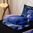 thumbnail image 6 of Homewish Wild Dragon Zipper Queen Comforter Set with Fitted Sheet and 2 Pillowcases,Rose Lavender Flower Zipper Bedding Set,Blue,Retro Animal Decor,Black Reversible,4pcs, 6 of 8