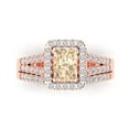 thumbnail image 2 of 1.57 ct Brilliant Emerald Cut Natural Morganite 14k Rose Gold Halo Solitaire with Accents Engagement Bridal Wedding Ring Band Set size 6.25, 2 of 7
