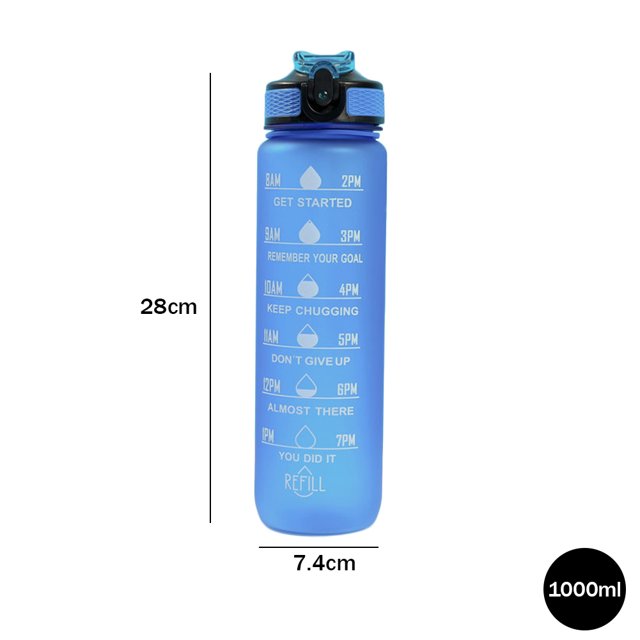 Vasos de agua de 1000 ml para adultos y niños hervidor deportivo motivacional con degradado de paja (azul) Sywqhk Libre de BPA
