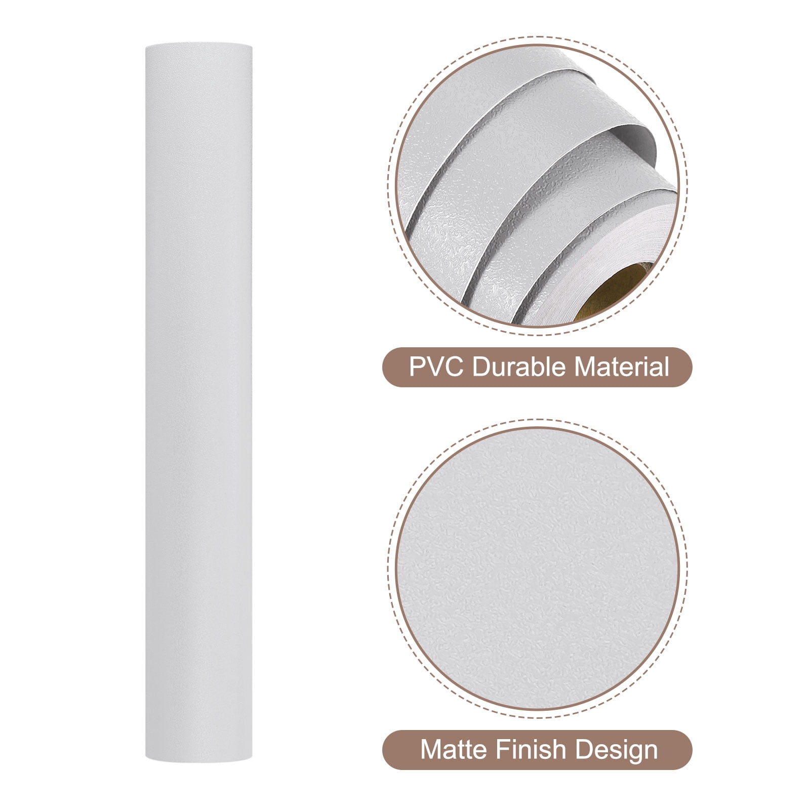 Unique Bargains Peel Stick Wallpaper Solid Color Vinyl Self-Adhesive Paper Nordic Gray