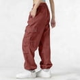 thumbnail image 6 of ClodeEU Women's Breathable Cargo Pants with Drawstring Waist , Solid Color Casual Outdoor Hiking Pants with Pockets Wine,Womens Plus XXL, 6 of 6