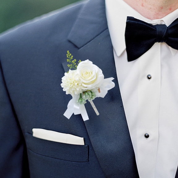 Bridal Flower Brooch | Groom Wedding Corsage Pin | Floral Boutonniere for Bride & Groom | Artificial Rose & Carnation Bouquet | 1 Piece