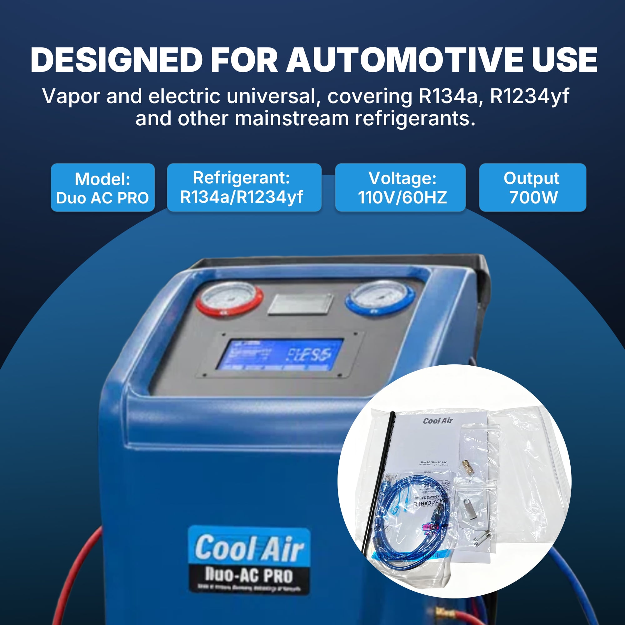 LAUCO Cool Air Duo-AC Machine PRO, Professional Automotive AC Recovery, Recharge & Recycling Machine | Full-Automatic Dual Refrigerant Service Station with 7-Inch Touch Screen - 87273