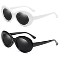 thumbnail image 1 of gafas de sol ovaladas de inspiración vintage con lentes redondas, 1 of 3