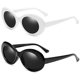 thumbnail image 1 of gafas de sol ovaladas de inspiración vintage con lentes redondas, 1 of 3