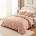 thumbnail image 2 of Exclusivo Mezcla 3 Pieces King Comforter Set Pink, Lightweight Jacquard Striped King Size Bedding Comforter Sets for All Seasons, 2 of 5