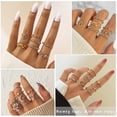 thumbnail image 4 of Set de anillos para nudillos IFKM Gold Vintage apilables para mujer, 4 of 8