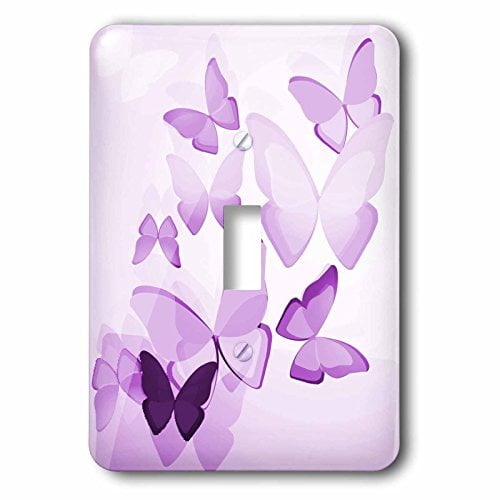 3dRose LSP_101505_1 Pretty Transparent Purple Butterflies Single Toggle Switch, Multicolor