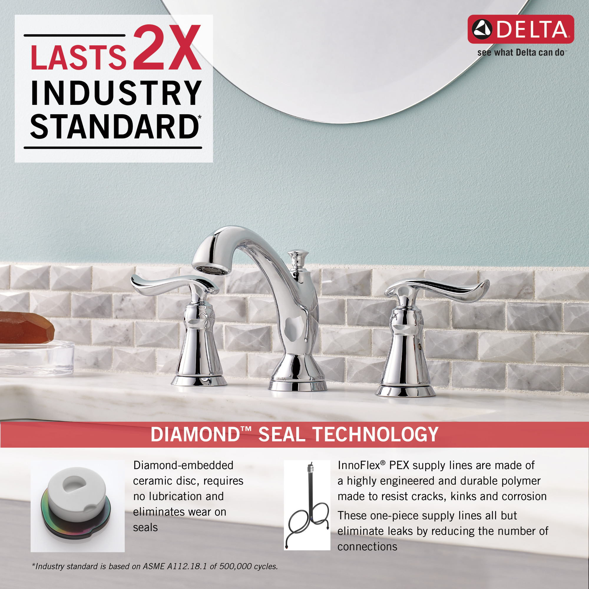 Delta Linden Two Handle Widespread Bathroom Faucet in Chrome 3594-MPU-DST - image 4 of 5