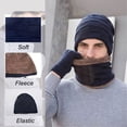 thumbnail image 4 of Babibeauty Men's Winter Warm Three-Piece Men's Scarf Fleece Winter Hat Windproof Knitted Bomber Hats Gloves Scarf Hat, 4 of 5