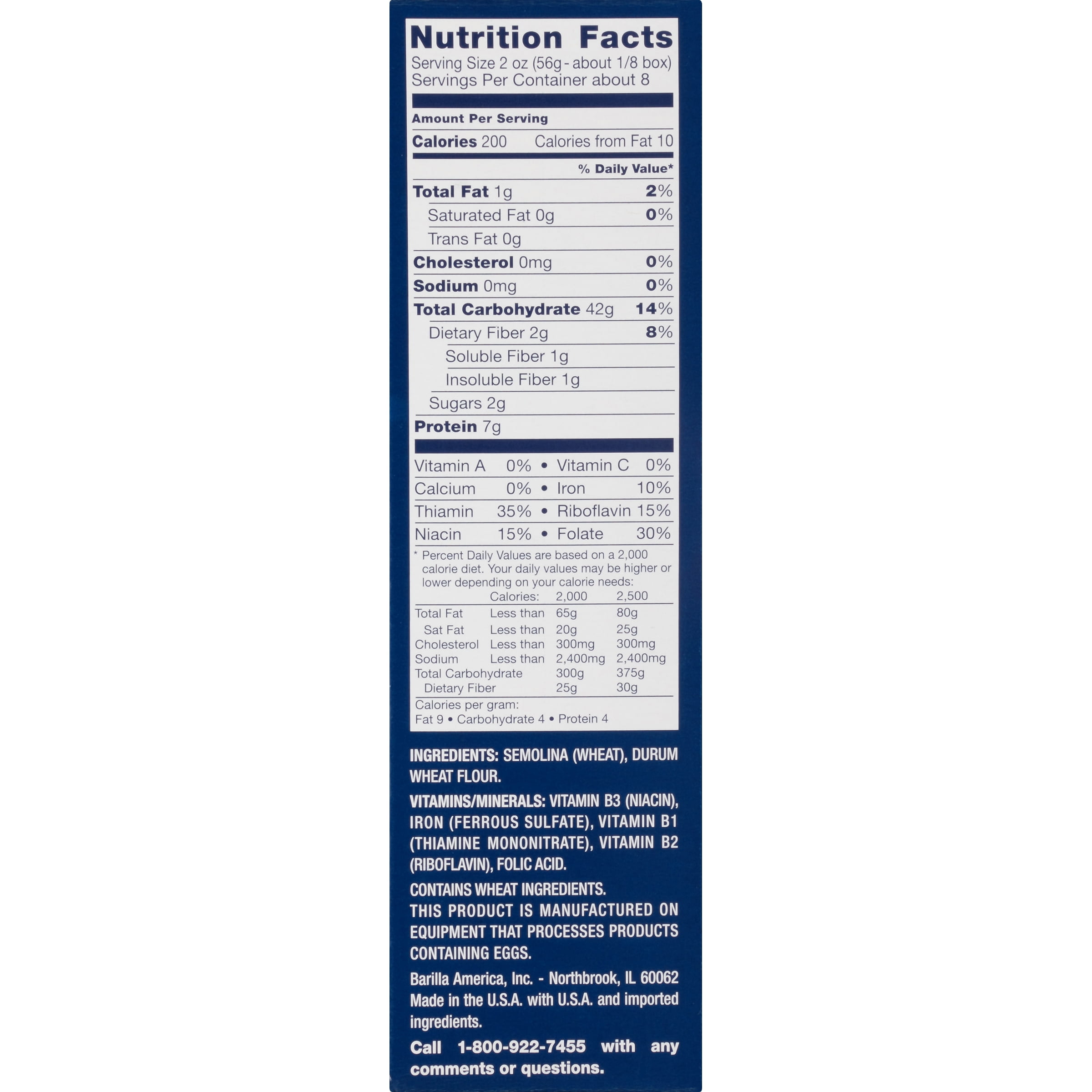 Barilla Penne Pasta Nutrition Label – Runners High Nutrition