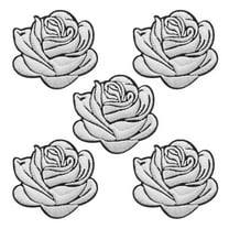 5Pcs White Rose Embroidered Patch Appliques,3D Flower Sew/Iron on Decorative Patches for Women's Dress Jeans
