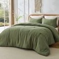 thumbnail image 4 of Regency Heights Waffle Weave Comforter Set, Full/Queen Size Textured Comforter Bed Set, 3-Piece Sage Green Bedding Set with Pillow Shams for All Season, 4 of 10
