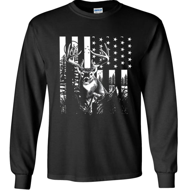Fair Game Deer US Flag Long Sleeve Shirt, Buck American Flag, Hunting