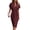 Burgundy, variant on Women's Ruched Surplice Short Sleeve Dress 95% polyester 5% spandex for flattering fit and comfortable wear everyday