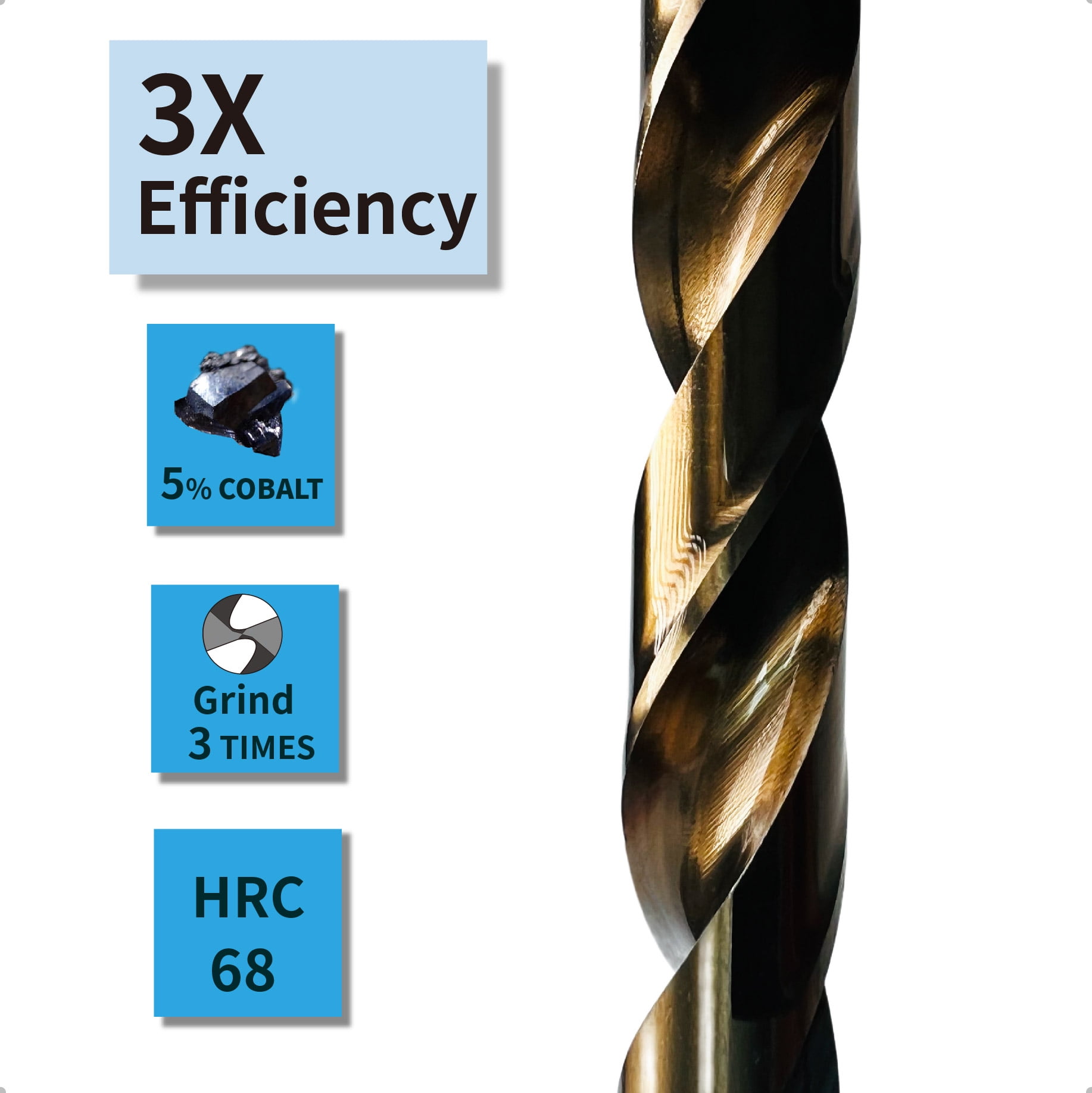 STROTON 5% Cobalt Drill Bits Set, for Stainless Steel and Hardened Steel, 1/16-3/8 Inch(21Pcs)