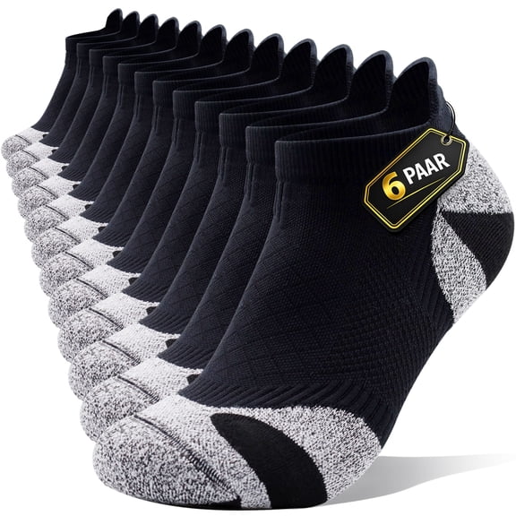 LWFBDTK Womens Athletic Ankle Socks, 6-Pairs, Premium Cotton Cushioned Breathable Low Cut Casual Socks, Size M (6.5-8.5), Gray