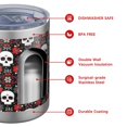 thumbnail image 4 of 12oz Tumblers Black Floral Skull Pattern Vacuum Insulated Stainless Steel Travel Tumbler Cups Mug with Lid and Straw for Beer,Coffee,Beverages with Cleaning Brush for Cold & Hot Drinks, 4 of 5