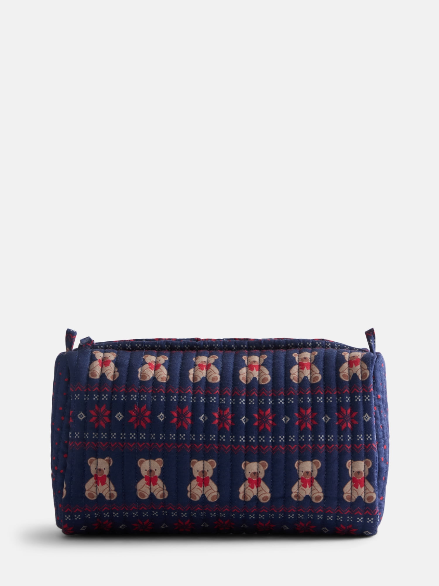 No Boundaries Quilted Pouch with Hair Scrunchie Set, 2-Piece, Women's, Navy Bear Fair Isle