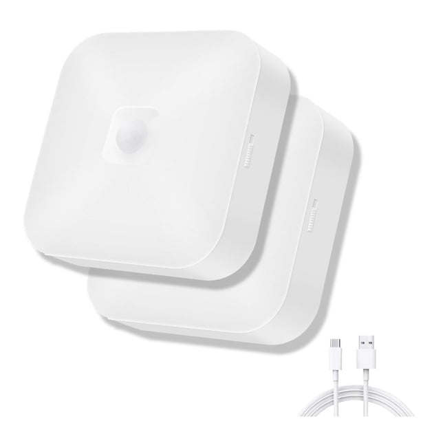 Luz de techo con sensor de movimiento WhitePoplar 500 lm recargable, paquete de 2
