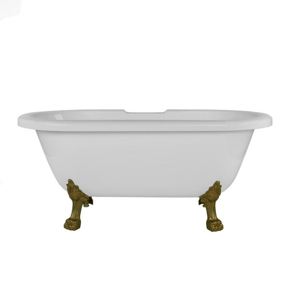 Juniper Acrylic Double Ended Clawfoot Tub - Rim Faucet Drillings - Lion Paw Feet