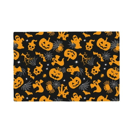 

Placemats Set of 4 pumpkin halloween spider web Heat Resistant Non - Slip Place mats Waterproof table mat for Kitchen Dining-6片装