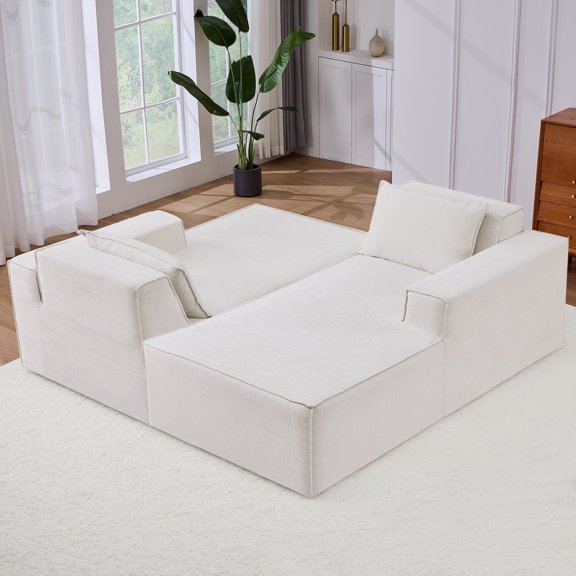 Modular Sectional Sofa Bed, Cloud Sectional Couch, Upholstered Chenille Boneless Couch Sofa Set for Living Room Bedroom No Assembly Required.