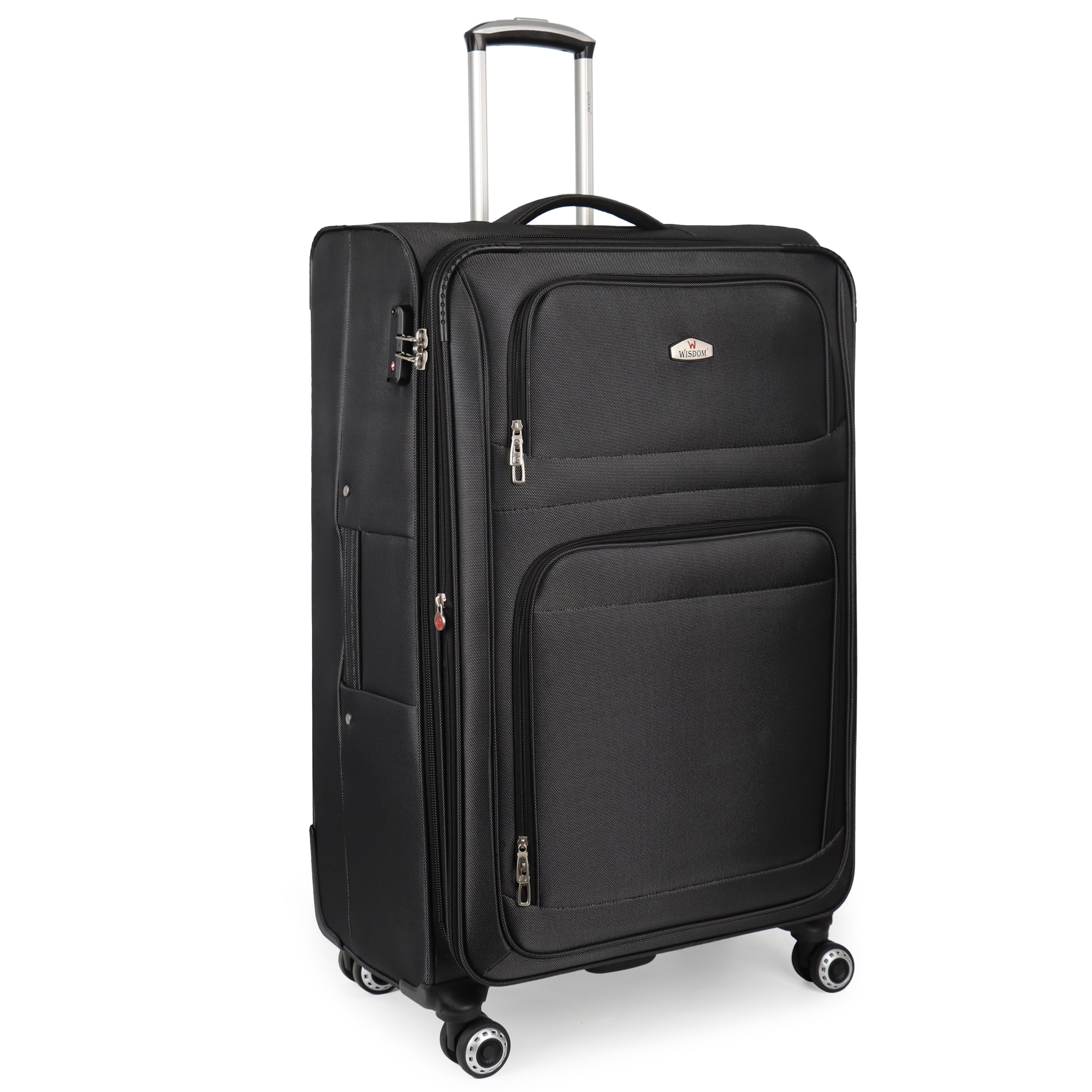 30" Softside Large Checked Luggage Lightweight Expandable Suitcase with Spinner Wheels & TSA Lock,Black - WD1622