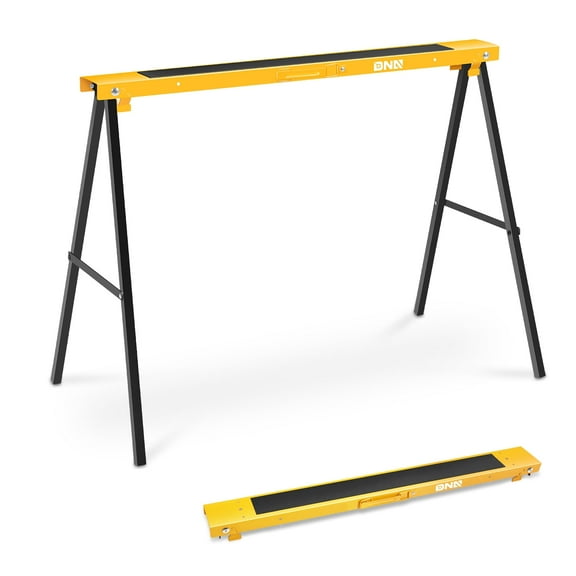 DNA MOTORING TOOLS-00462 Folding Metal Sawhorse Portable Work Stand Saw Horse with Anti-slip Surface, 220 lbs Load Capacity